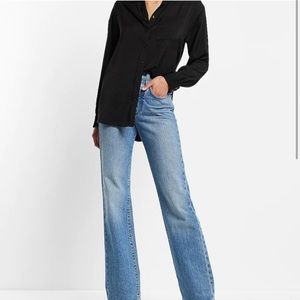 - Express Satin Boyfriend Shirt, Button Down